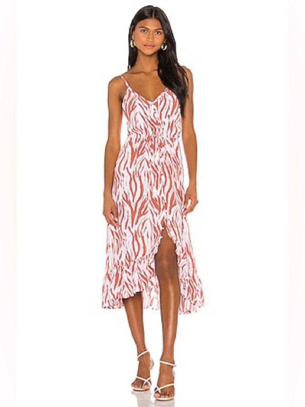 RAILS Frida rust coloured zebra print wrap style midi sleeveless dress medium